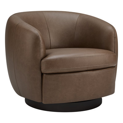 Marcy Geniue Leather Swivel Barrel Chair
