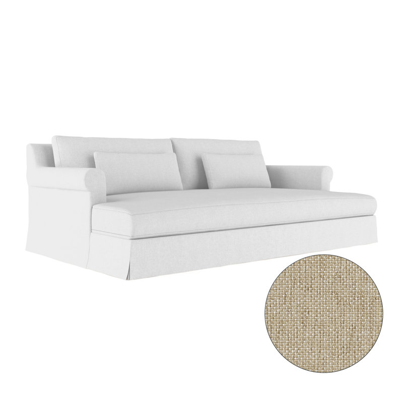 Ludlow Rolled-Arm Skirted Daybed, Weathered, Vintage Leather Graphite