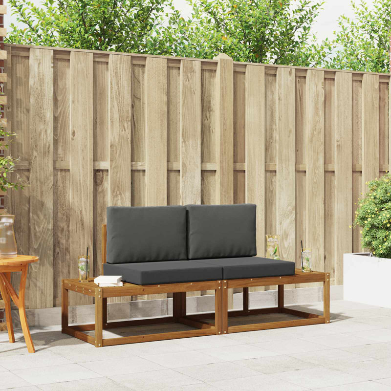  Ensemble de canapé d'extérieur 2 pièces en bois d'acacia massif naturel et polyester