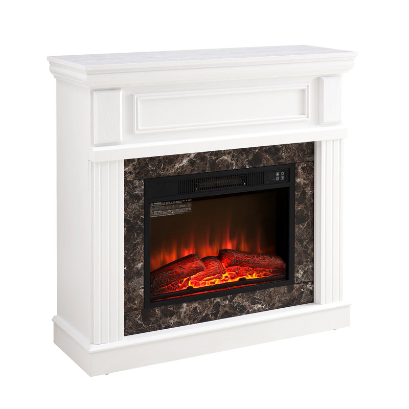 Foyer électrique blanc l 41,39 po x P 14 po, compact et fonctionnel, télécommande, effets de flamme réglables, finition élégante, surface lisse, design 3D, style classique, espace réaliste efficace