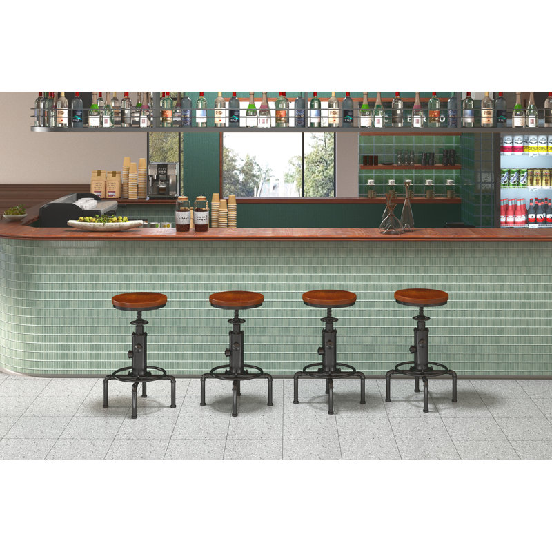 Tabouret de bar pivotant à hauteur réglable avec structure en métal, tabouret de bar industriel sans dossier pour pub / cuisine / restaurant