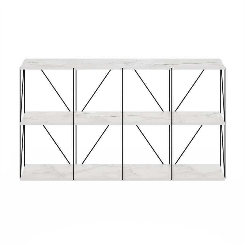 Besi 119.99cm W Metal Shelving Unit, Marble White