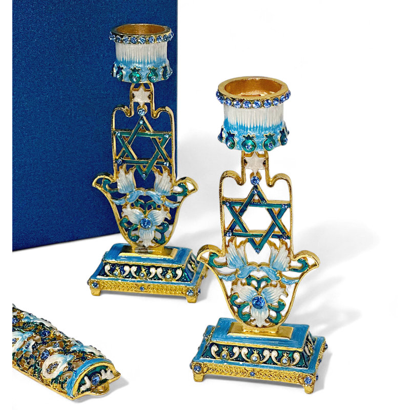 Bougeoirs de chabbat Montsa dans une boîte-cadeau Monther