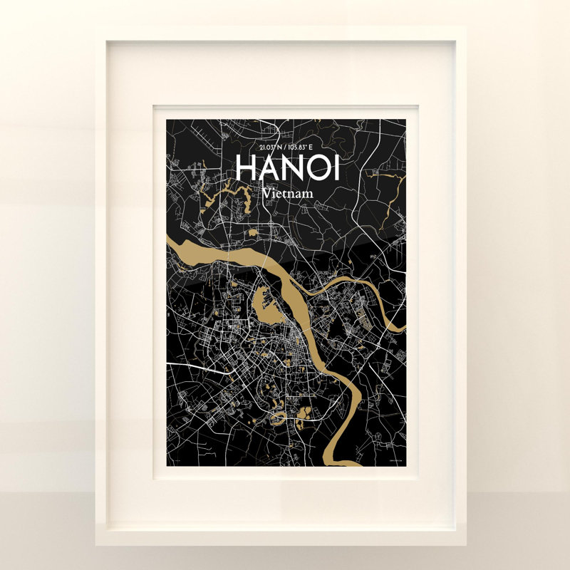 Hanoi City Map In Luxe - No Frame Print, 24cm H x 18cm W x 0.05cm D