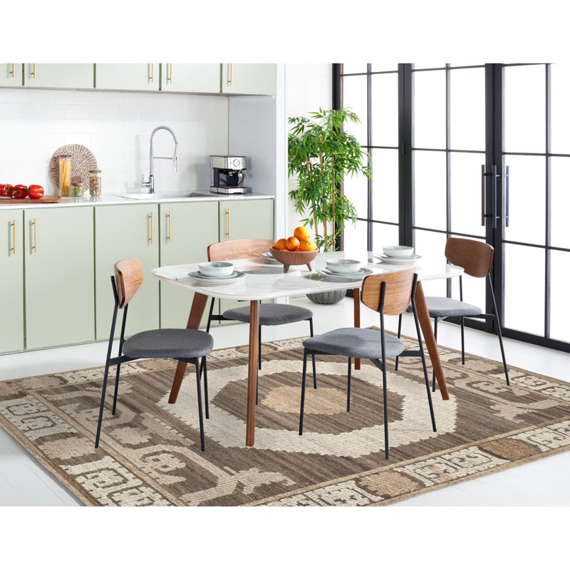 Tapis en laine / coton noué à la main de style ivoire / brun Bakerhill, Rectangle 9 pi x 12 pi