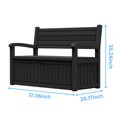 Banc de rangement verrouillable à grain de bois 80 gallons, résine résistante à l'eau