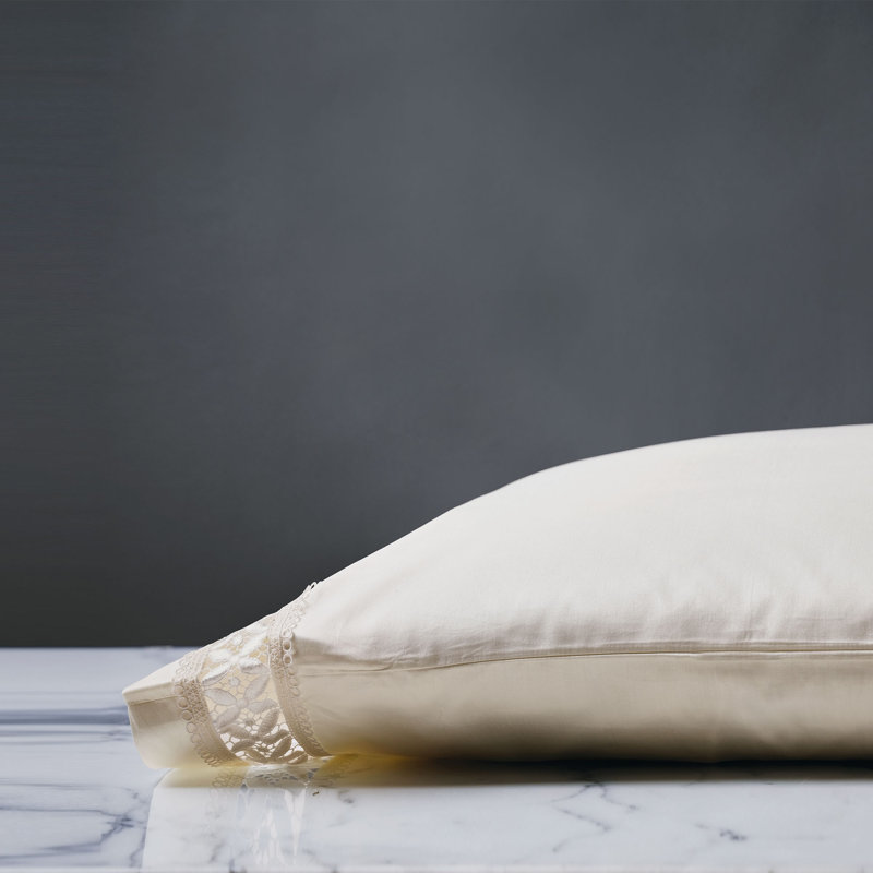 Juliet Egyptian Cotton Sateen Pillowcase, King Pillowcase, Ivory/Ivory
