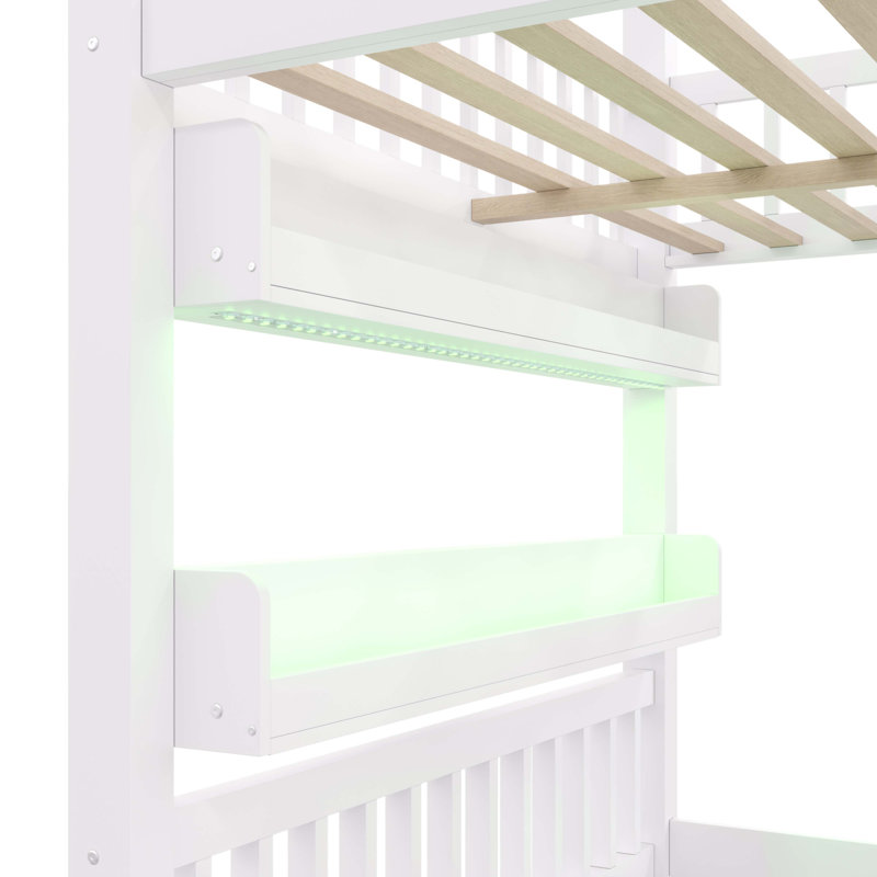 Full Size Wooden House Bed, White