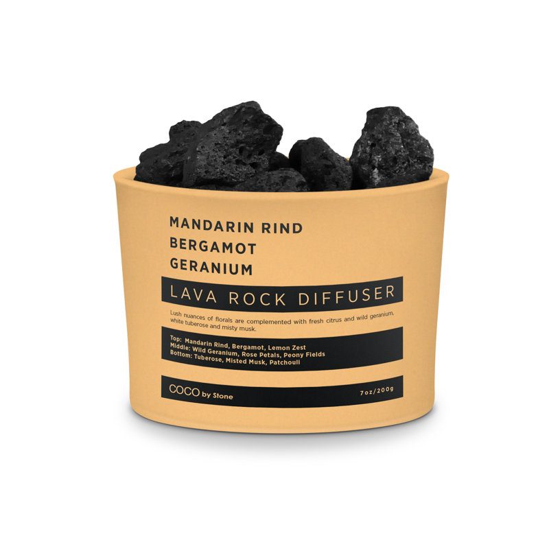 Diffuseur de pierres de lave - couenne mandarine | Bergamote | Géranium
