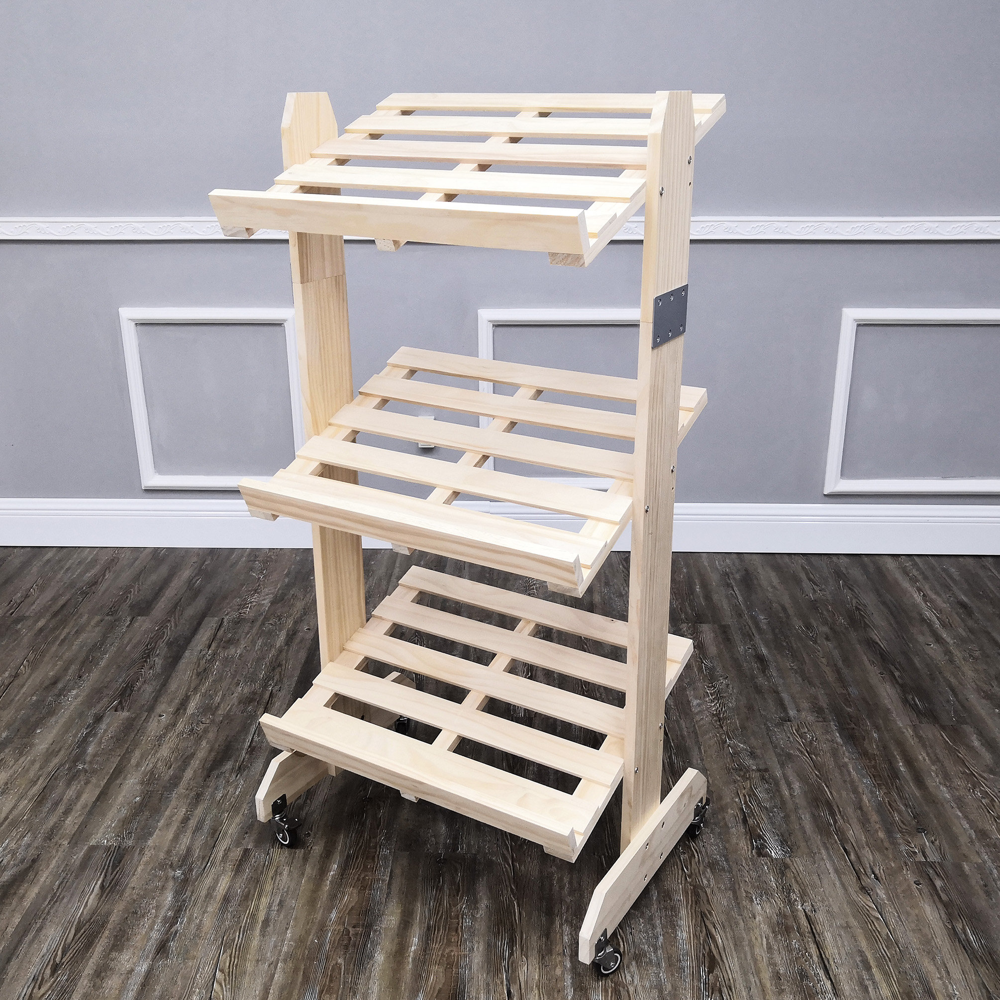 Fixturedisplays® Wood Basket Stand Produce Wood Crate Display Grocery ...