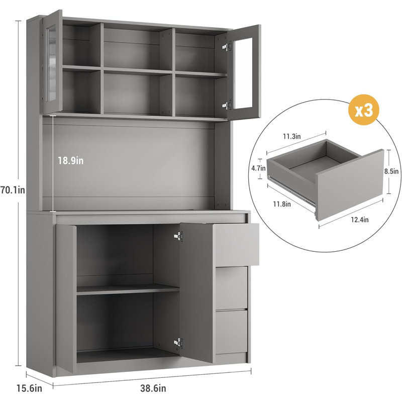 70.1cm Kitchen Pantry, Grey