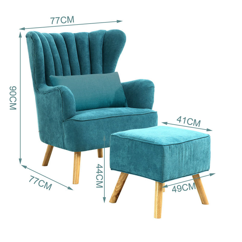 Sofa with cushion footstool, Blue