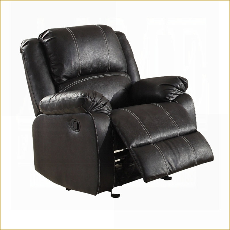 Fauteuils inclinables, fauteuil inclinable moderne en similicuir noir avec mécanisme de verrouillage externe | Noir | Similicuir