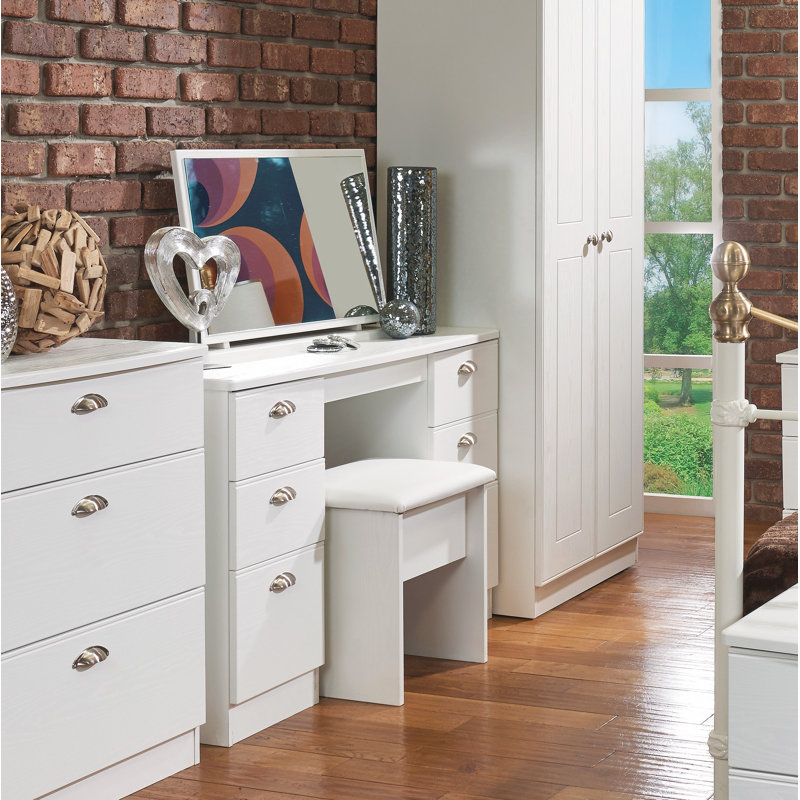 Fully Assembled Murier Dressing Table, White Ash/White Ash