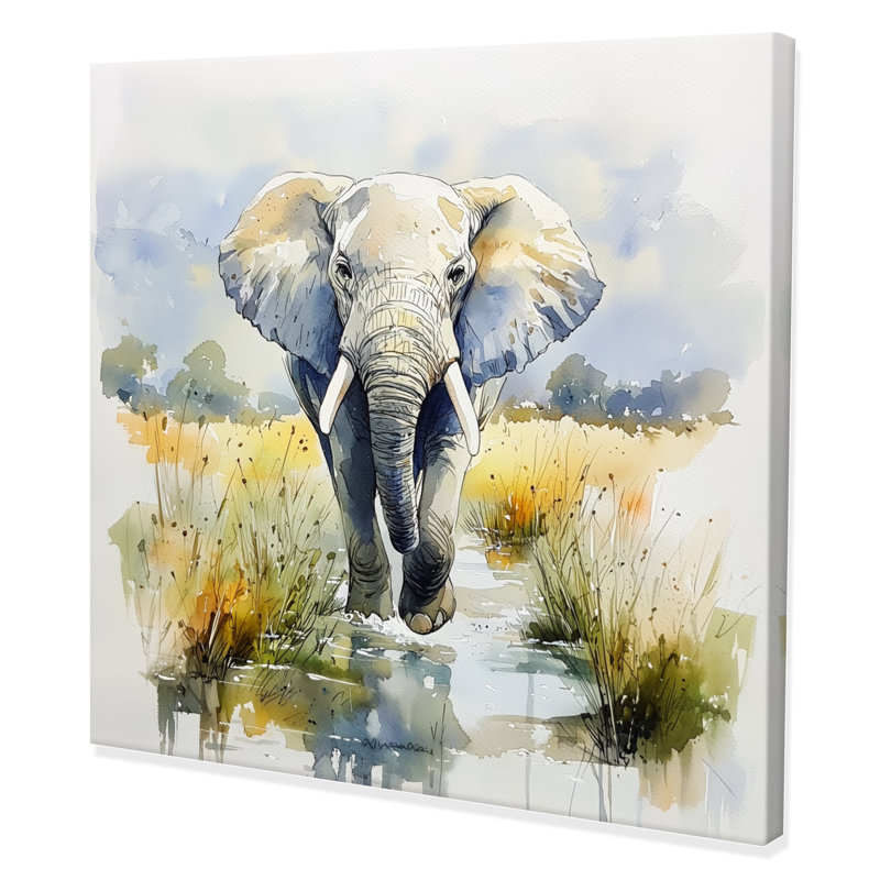 Éléphant géant doux en Afrique - Éléphant, impression d'art mural, H 36 po x l 36 po, Wrapped Canvas, Does Not Apply