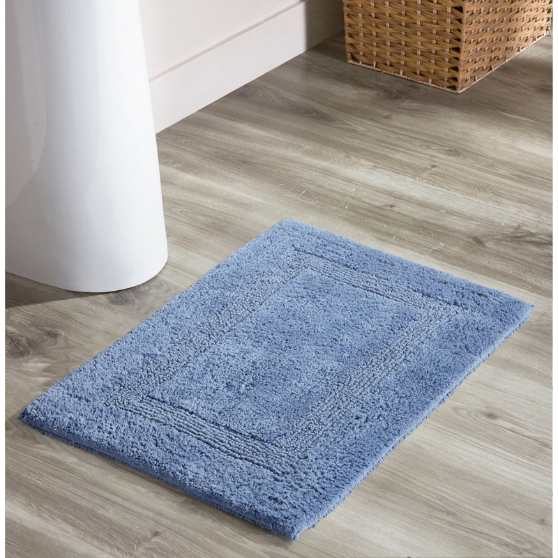 Rozanne Reversible Cotton Bath Rug, Dark Blue, 17" x 24" Rectangle