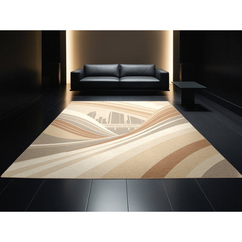 Tapis beige élégant et chic lavable à la machine Orkan singapour Marina Bay - beige, 7 x 9