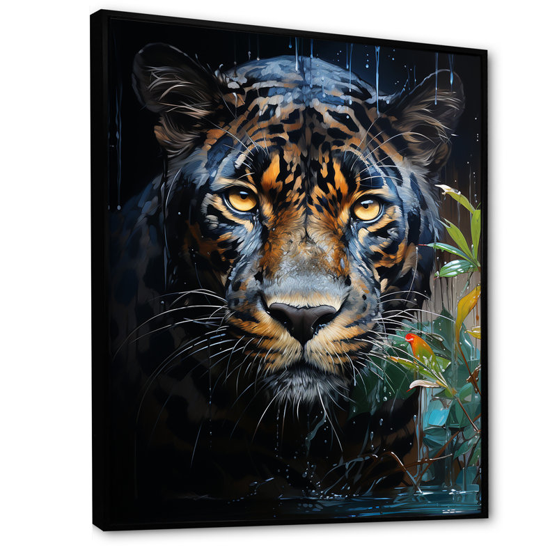 Enchanted Panther Jungle Realm I, Cadre flottant noir, H 32 po x l 24 po x P 1 po