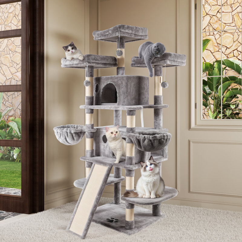  Ardle 67'' H Multi-Level Cat Tree with Platforms and Condos, Grey