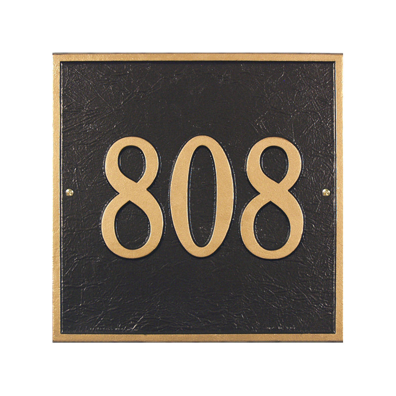 1-Line Wall Address Plaque, Black and Gold, Yes