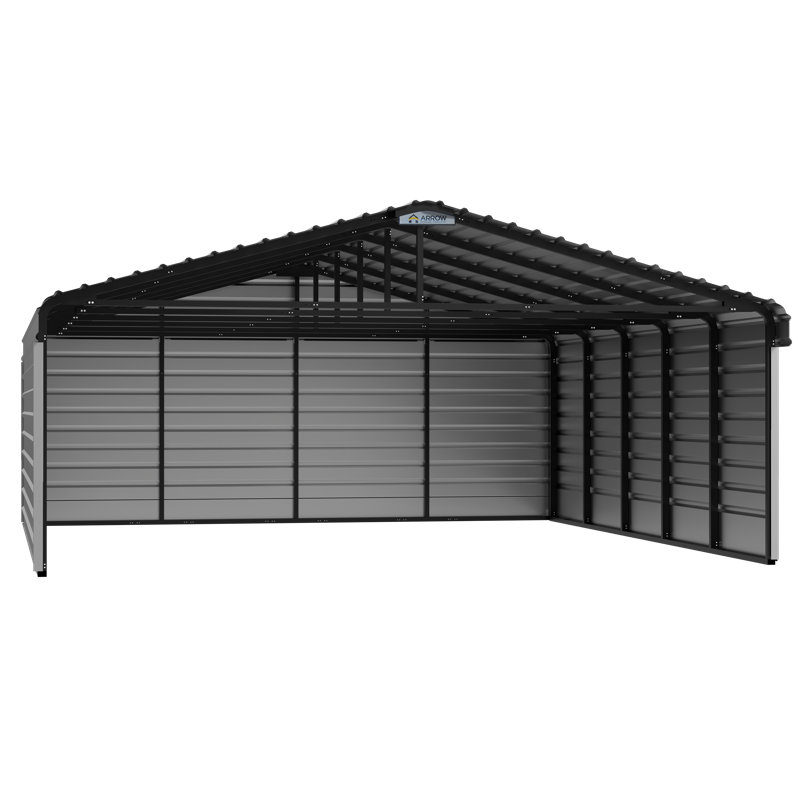 Abri d'auto en acier avec 3 ensembles muraux, 20 x 24 x 07, Blanc