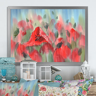 " Red Poppies In The Rain "