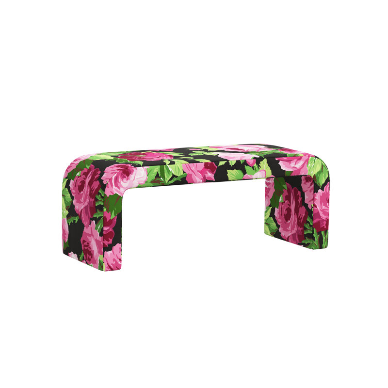 Banc Holland Holland de Scalamandre fabriqué par le banc Fabric & Company, Scm rose chou rose lin noir