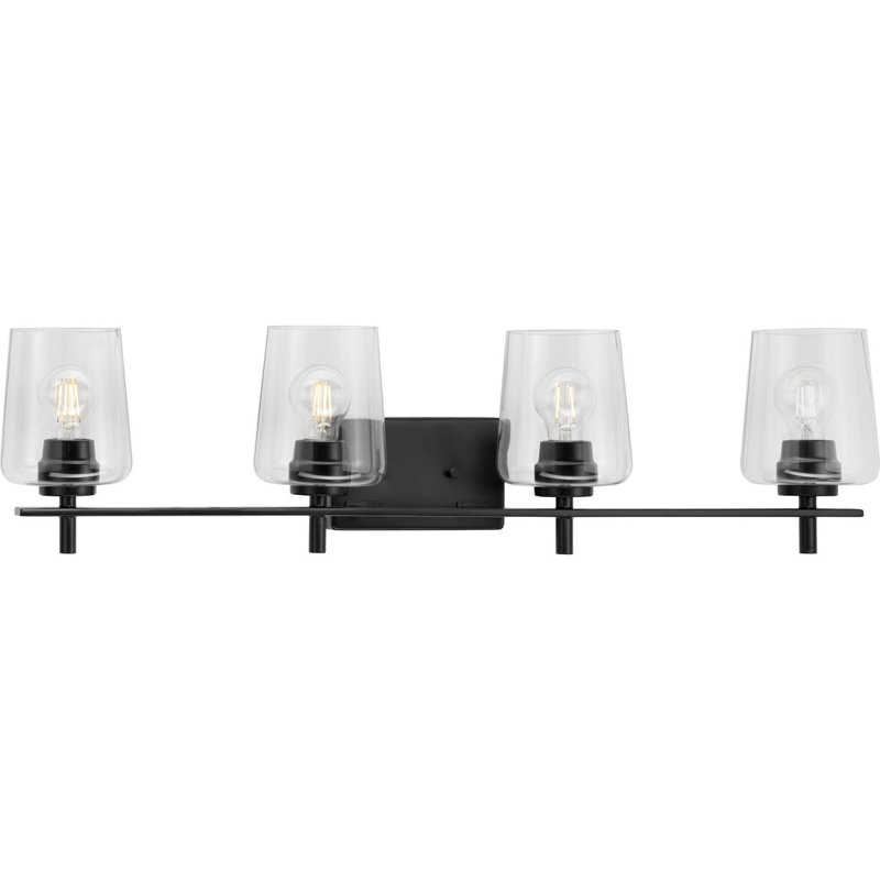 Éclairage pour salle de bain 4 lumières en verre transparent 4 lumières New