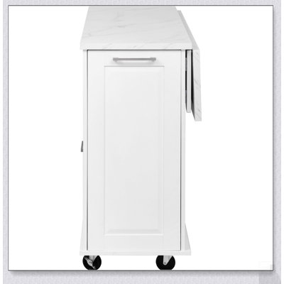 Îlot de cuisine de style rétro avec rangement, poubelle inclinable et rangement sur roulettes, idéal pour les cuisines et les salles à manger modernes