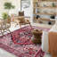 Tapis traditionnel lavable à la machine avec envers antidérapant, rouge -655266306
