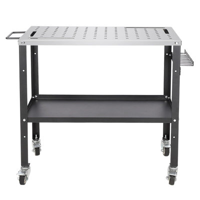 Welding Table, Portable Welding Workbench With Dual Storage Panels