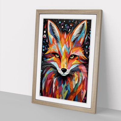 Fox Abstract No.2 - Single Picture Frame Print on Wood