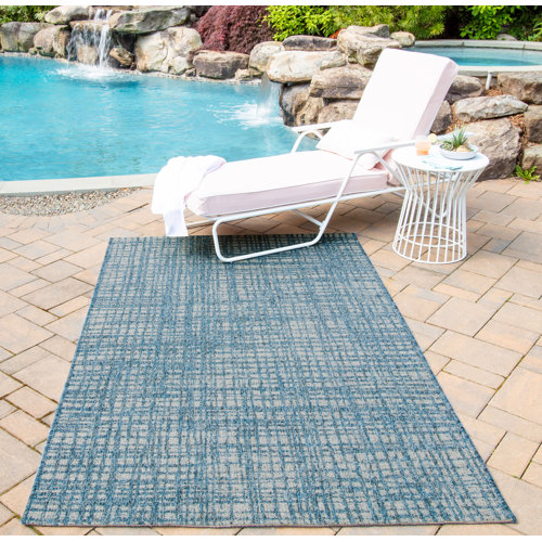 Highland Dunes Steppe Navy Blue Indoor/Outdoor Rug & Reviews | Wayfair