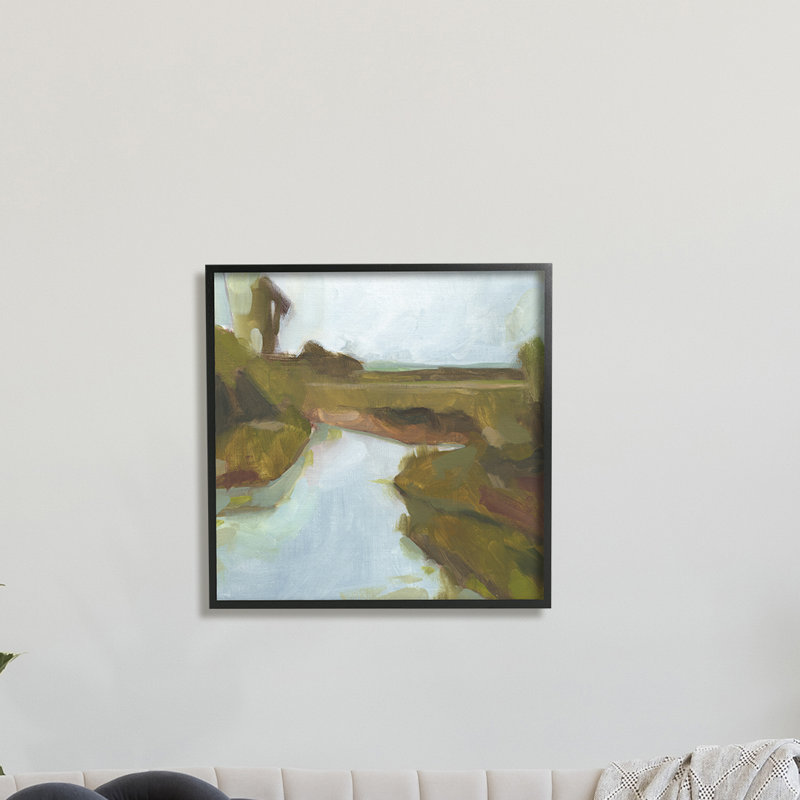 Paysage flou du ruisseau Country, Giclée encadrée noir minuit, H 12 po x l 12 po