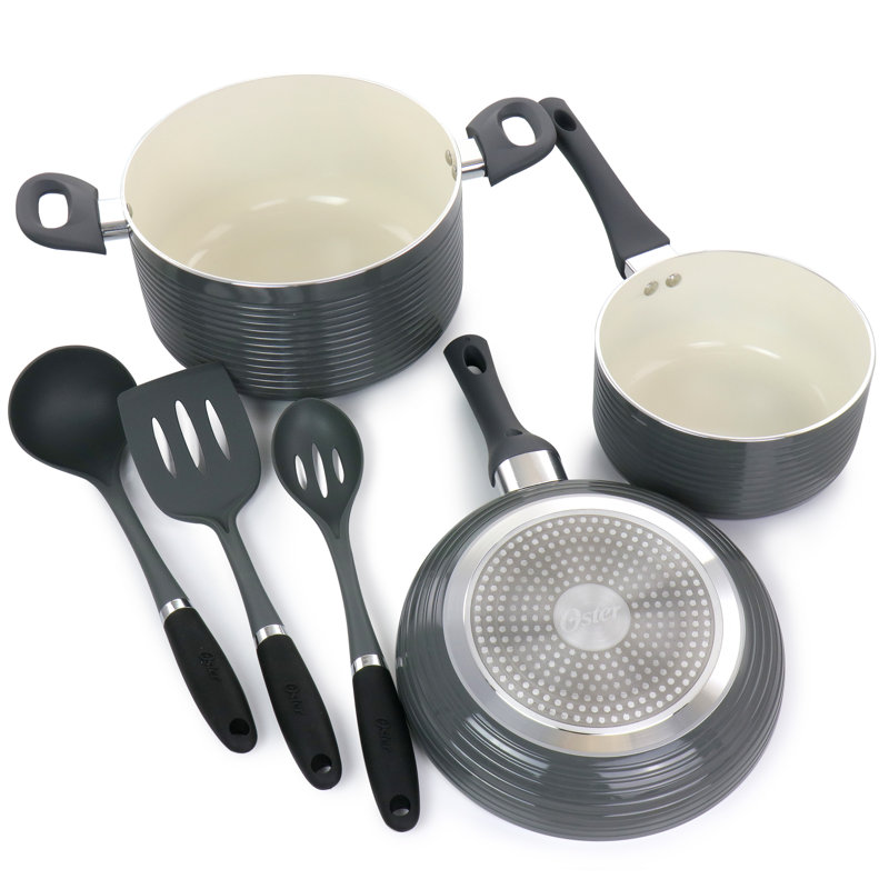 Oster Ridge Valley 8-Piece Grey Aluminum Nonstick Cookware Set