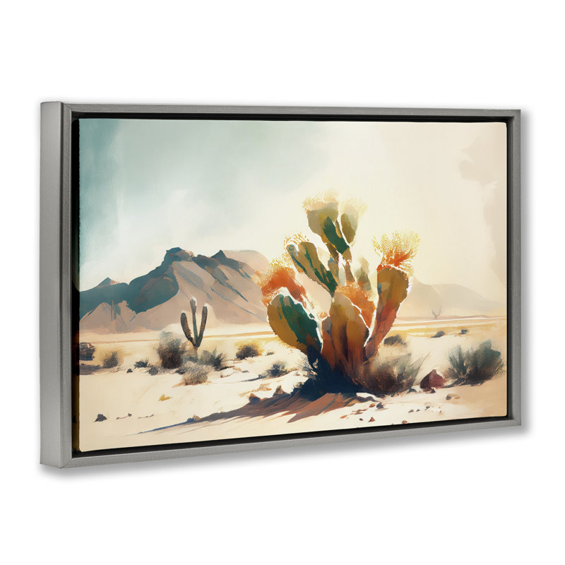 Cadre flottant Desert Dream at Sunrise, design par Titan Turner, Cadre flottant gris lustré, H 17 po x l 25 po