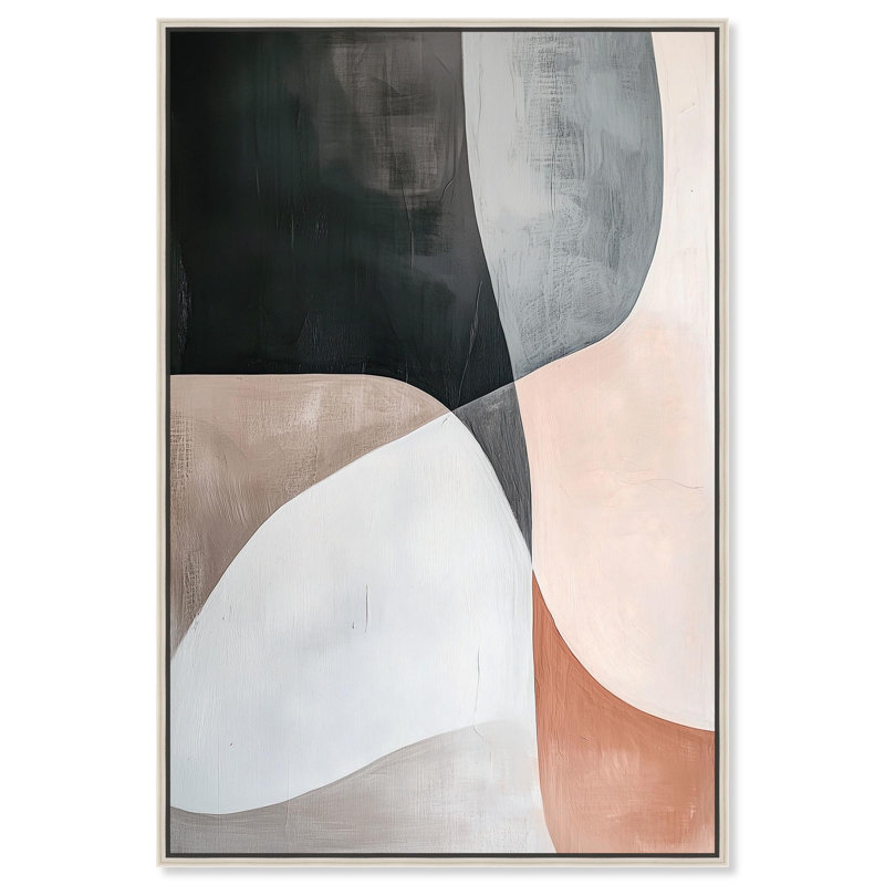 Abstrait géométrique , Encadrement argenté, H 16 po x l 11 po