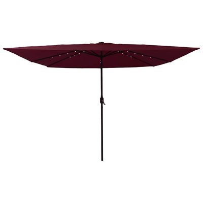 Garden Parasol with LED Strip Lights Polyester and Steel Sun Shade