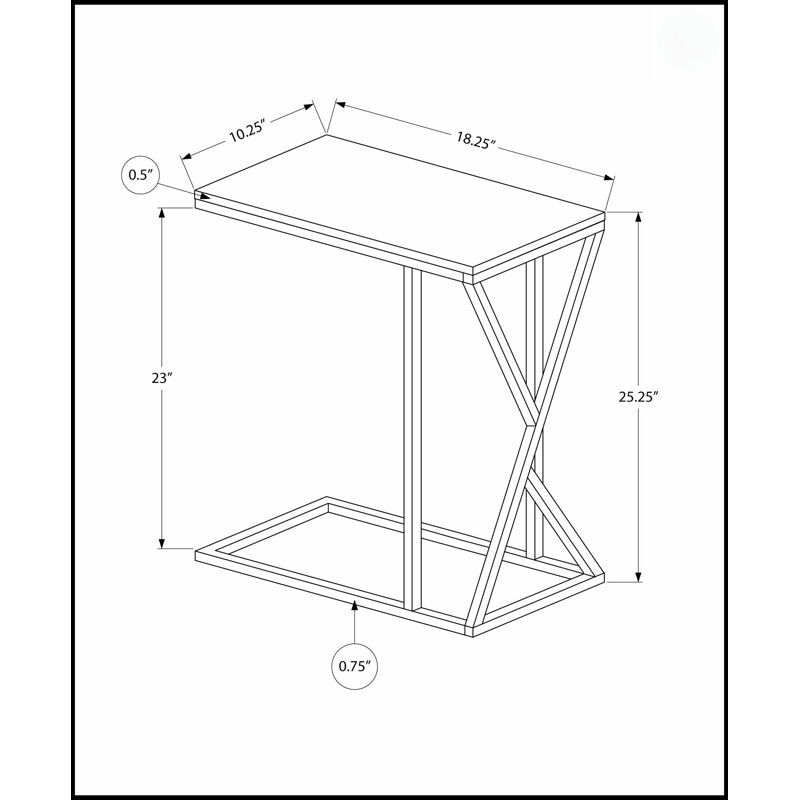 Table d'appoint en forme de C pour le salon et la chambre à coucher, élégante et polyvalente avec un design asymétrique et des caractéristiques peu encombrantes