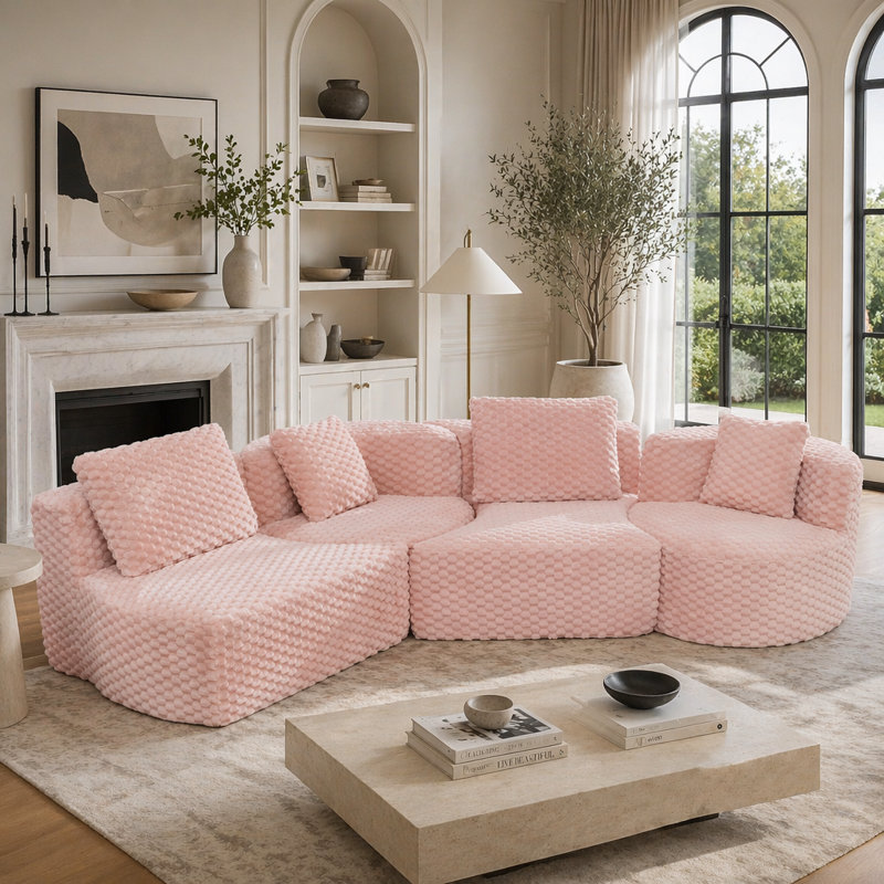 Canapé modulaire modulaire 137,8 po, Pink