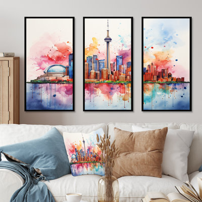 Cn Tower Toronto Cityscape Sunset - City Toronto, art mural