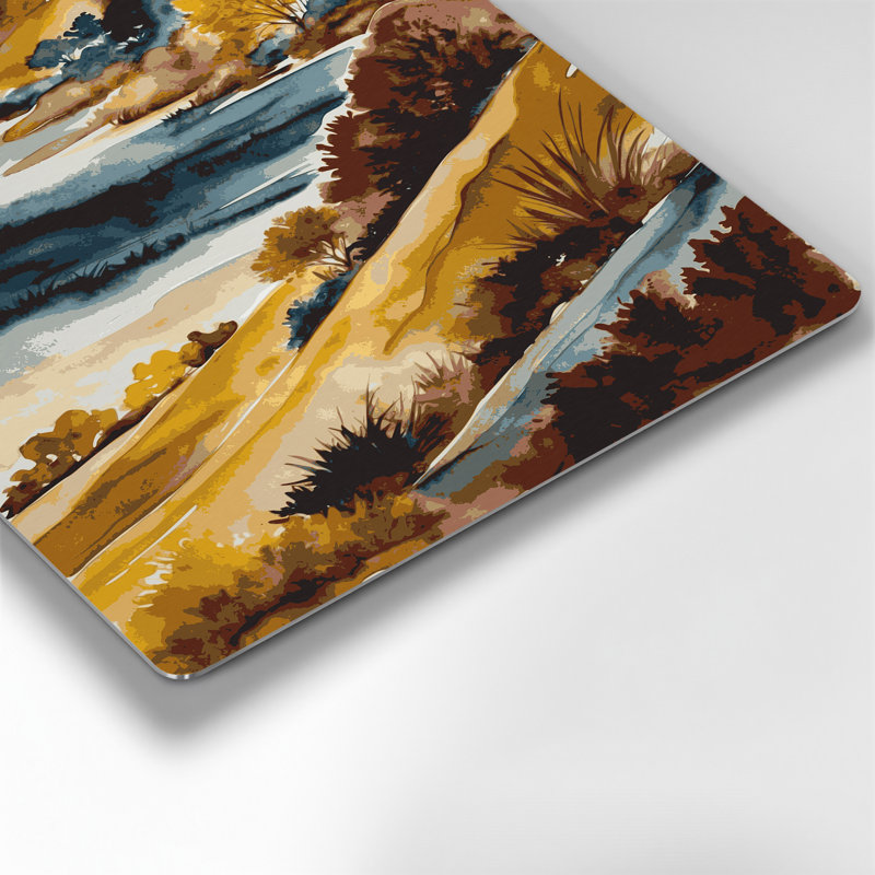 Aquarelle paysage, art mural en métal brun 6, H 14 po x l 11 po
