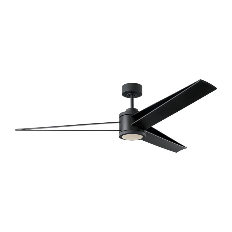 60" 3 - Blade Outdoor LED Standard Ceiling Fan with Light Kit Included, Midnight Black