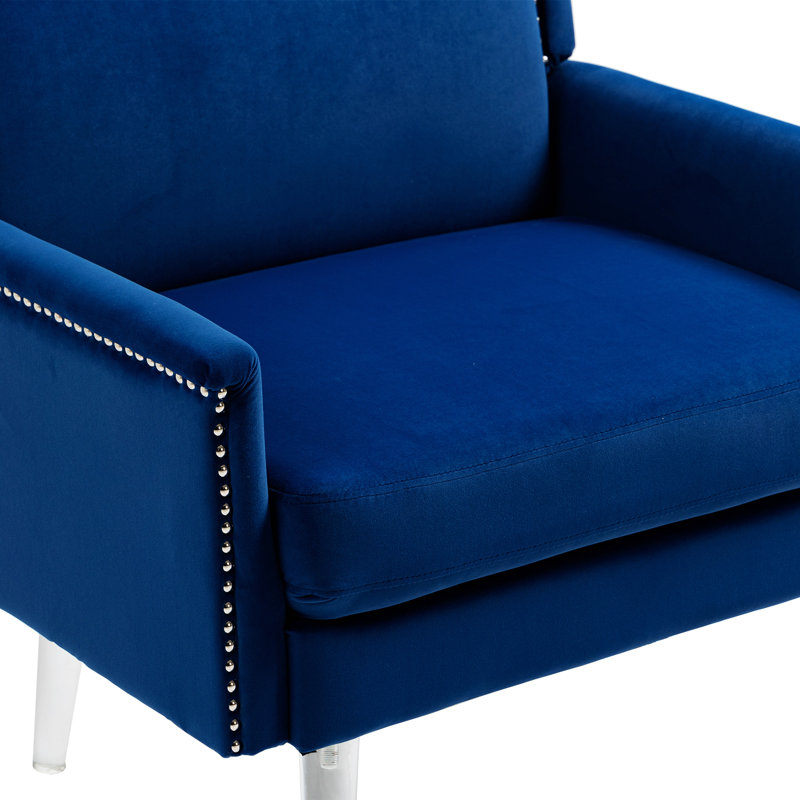 Upholstered Armchair, Navy Velvet