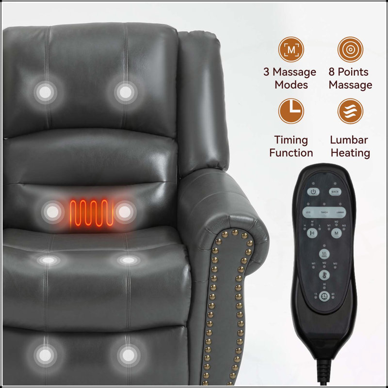 Power Lift Recliner Chair with Heat Massage and Dual Motor for Ultimate Comfort and Convenience, Gray