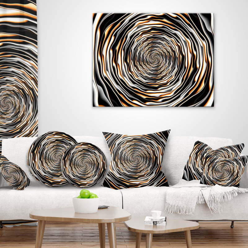 Fractal Rotating Abstract Design - Coussin imprimé abstrait, 16 po x 1 po, Coussin décoratif
