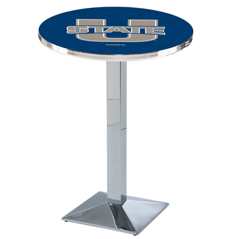 Round Metal Base Dining Table, Chrome, Utah State University