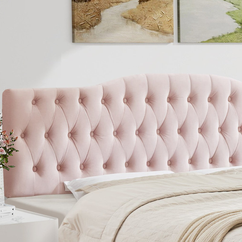 Aveigha Upholstered Headboard, Full, Pink Velvet