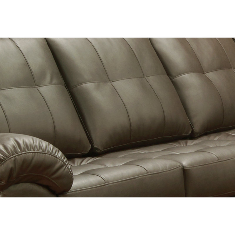 Canapé modulaire faisant face à la droite avec repose-pieds de 124 po de large Yarber, Cuir véritable brun chocolat
