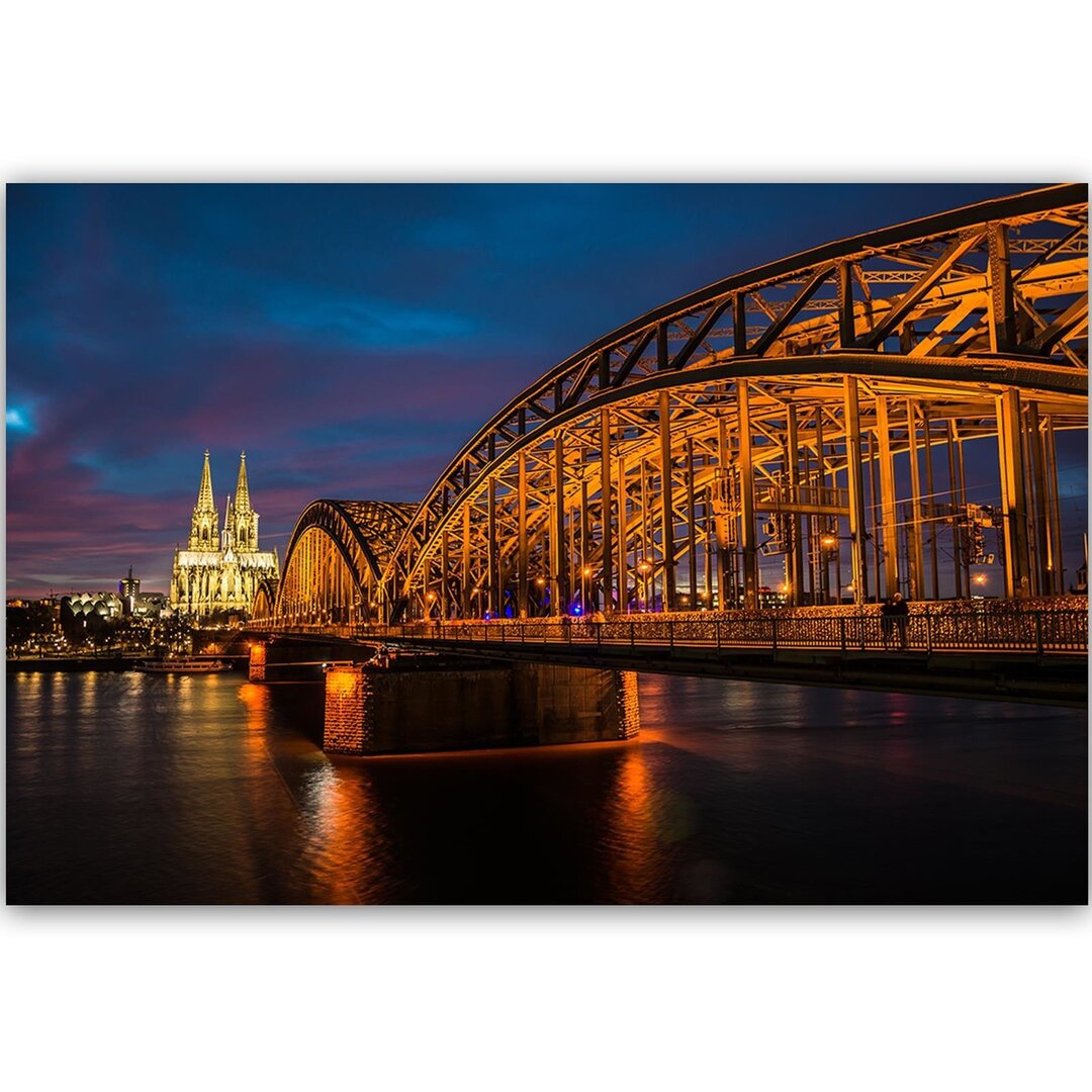 Leinwandbild Die Brücke und der Dom in Köln